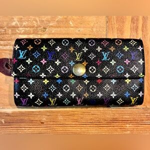 Louis Vuitton Black Multicolor Snap Wallet Very Nice